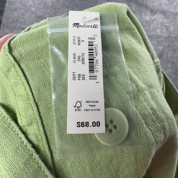 Madewell Shorts Womens Size 8 Green 100% Linen High Rise Belted Beachy $68 NEW 3 - Picture 4 of 11